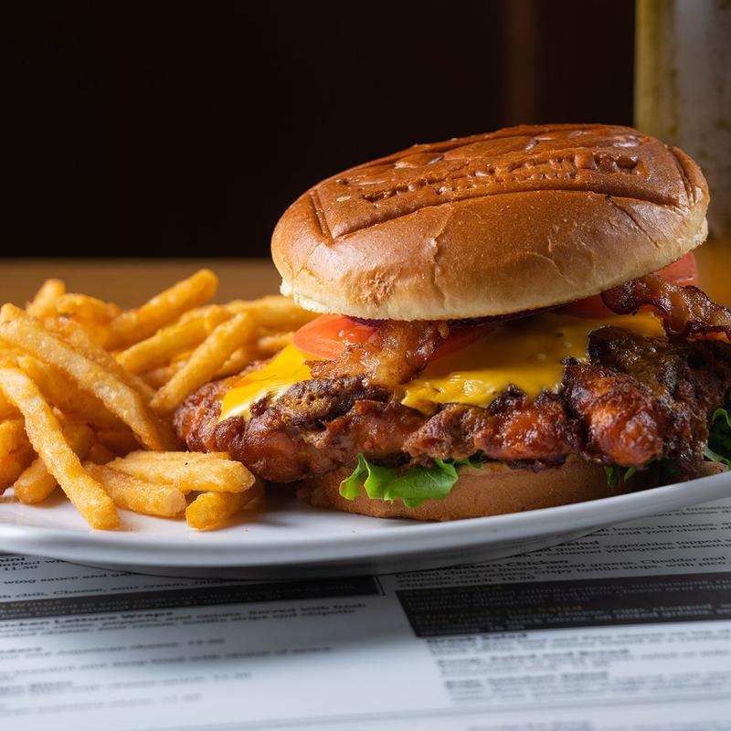 Chicken sandwich with fries