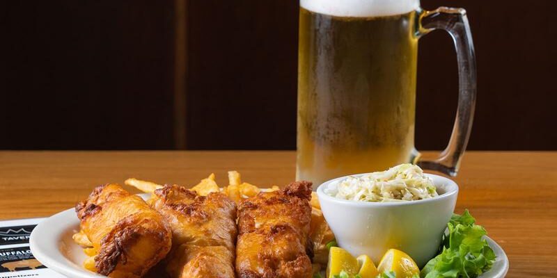 beer with fish and chips