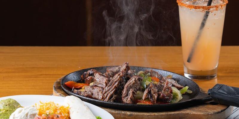 steak fajitas and cocktail